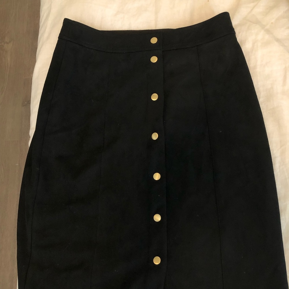 Black midi Ann Taylor suede skirt